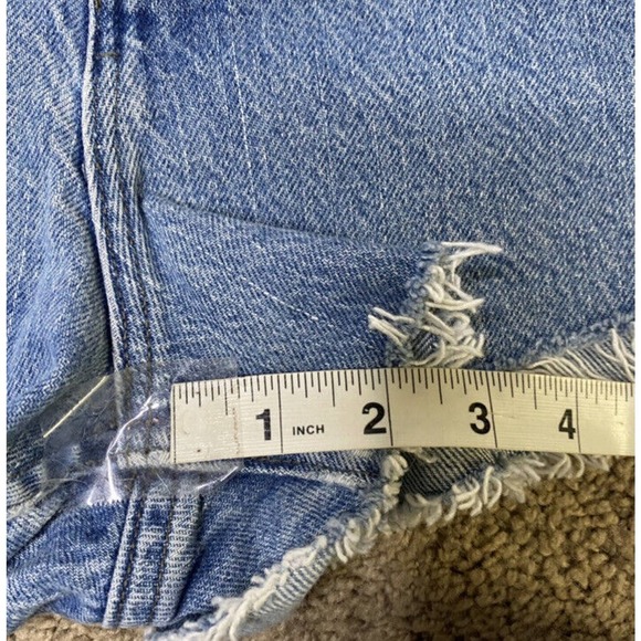VTG Lee High Rise Denim Cutoff Jean Mom Shorts Size 14 M Raw Hem Y2K Cot… - Picture 5 of 5